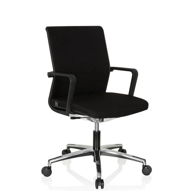 Sedia da ufficio professionale MOVE-TEC 3D nera con braccioli e base a stella lucida di hjh OFFICE