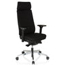 Sedia da ufficio professionale MOVE-TEC PRO 3D con rivestimento in tessuto nero, poggiatesta e base argentata di hjh OFFICE