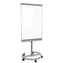 Lavagna bianca MULTIBOARD in argento con superficie di scrittura bianca su un supporto con ruote di hjh OFFICE