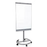 Lavagna bianca MULTIBOARD in argento con superficie di scrittura bianca su un supporto con ruote di hjh OFFICE