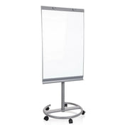 Lavagna bianca MULTIBOARD in argento con superficie di scrittura bianca su un supporto con ruote di hjh OFFICE