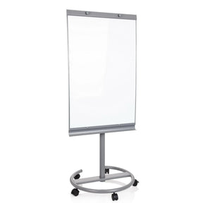 Lavagna bianca MULTIBOARD in argento con superficie di scrittura bianca su un supporto con ruote di hjh OFFICE