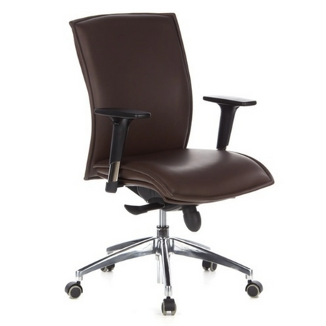 Poltrona di lusso MURANO 10 in marrone scuro con braccioli e base cromata di hjh OFFICE