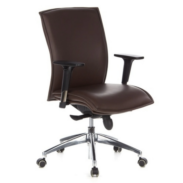 Poltrona di lusso MURANO 10 in marrone scuro con braccioli e base cromata di hjh OFFICE