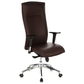 Poltrona di lusso MURANO 20 in marrone scuro con braccioli e base cromata di hjh OFFICE