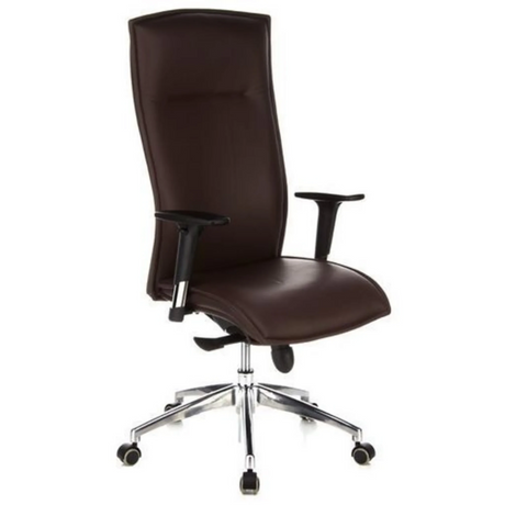 Poltrona di lusso MURANO 20 in marrone scuro con braccioli e base cromata di hjh OFFICE