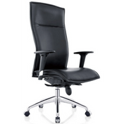 Poltrona di lusso MURANO 20 con rivestimento in pelle nera e base lucida di hjh OFFICE