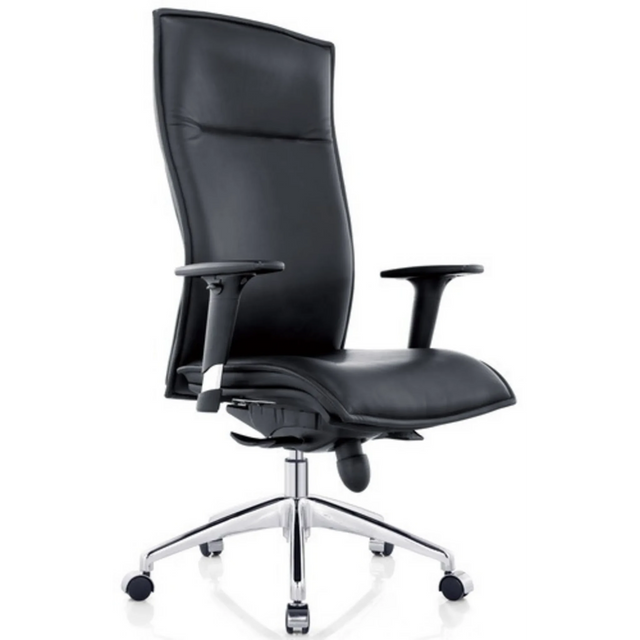 Poltrona di lusso MURANO 20 con rivestimento in pelle nera e base lucida di hjh OFFICE
