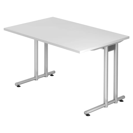 Scrivania NANO 12 S con piano bianco e struttura argento di hjh OFFICE PRO
