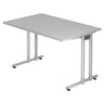 Scrivania grigia NANO 12 S con struttura in metallo argento e piano rettangolare di hjh OFFICE PRO
