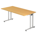 Scrivania NANO 16 S con piano color faggio e gambe in metallo argentate di hjh OFFICE PRO