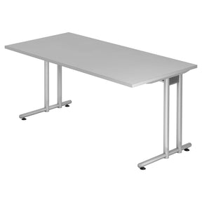 Scrivania NANO 16 S con piano grigio e struttura in metallo argento di hjh OFFICE PRO