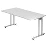 Scrivania NANO 16 S con piano bianco e gambe in metallo argentato di hjh OFFICE PRO