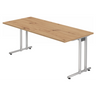Scrivania NANO 19 S con piano in rovere rustico e gambe argentate di hjh OFFICE PRO