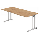 Scrivania NANO 19 S con piano in rovere rustico e gambe argentate di hjh OFFICE PRO