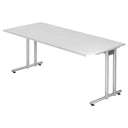 Scrivania NANO 19 S con piano bianco e gambe in metallo argentato di hjh OFFICE PRO