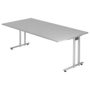 Scrivania NANO 2E S in grigio e argento con piano rettangolare di hjh OFFICE PRO