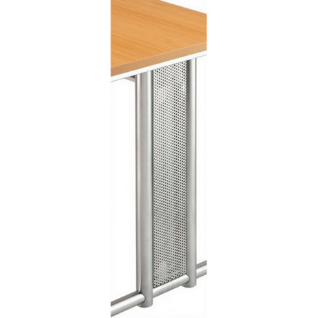 Pannello laterale argentato NANO NSSB in metallo perforato con piano del tavolo color legno di hjh OFFICE PRO