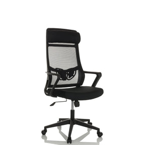 Sedia Home Office NEKEO nera con schienale in rete e braccioli di hjh OFFICE