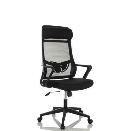 Sedia Home Office NEKEO nera con schienale in rete e braccioli di hjh OFFICE