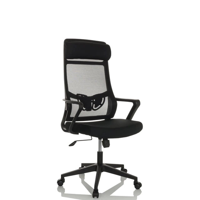 Sedia Home Office NEKEO nera con schienale in rete e braccioli di hjh OFFICE