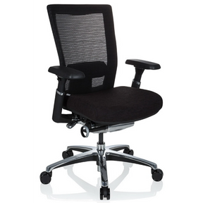 High-end Sedia da ufficio NOVA PRO ALU in nero con schienale in rete e base lucida di hjh OFFICE