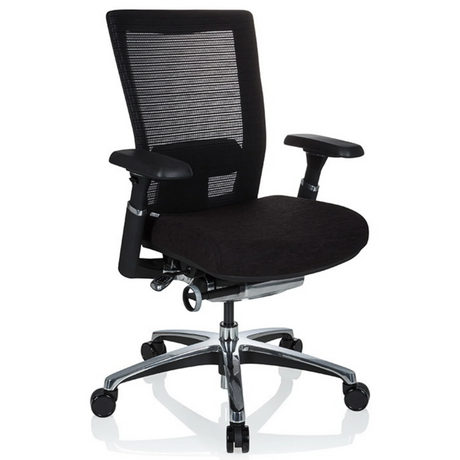 High-end Sedia da ufficio NOVA PRO ALU in nero con schienale in rete e base lucida di hjh OFFICE