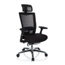 High-end Sedia da ufficio NOVA PRO I in nero con schienale in rete, poggiatesta e base lucida di hjh OFFICE