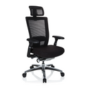 High-end Sedia da ufficio NOVA PRO I in nero con schienale in rete, poggiatesta e base lucida di hjh OFFICE