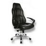Poltrona di lusso OFFICE RS1 con rivestimento in pelle nera e base a stella argentata di Topstar