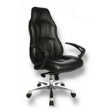 Poltrona di lusso OFFICE RS1 con rivestimento in pelle nera e base a stella argentata di Topstar