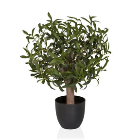 Piante artificiali Olive S con foglie verdi in un semplice vaso nero di hjh OFFICE