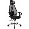 Poltrona professionale OPEN POINT SY SOMO nera con schienale in rete, poggiatesta e base lucida di Topstar