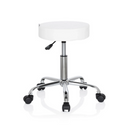 Sgabello girevole bianco OPERATOR II con struttura in metallo lucido e cinque ruote di hjh OFFICE
