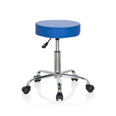 Sgabello girevole blu OPERATOR II con base a stella cromata e cinque ruote di hjh OFFICE