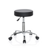 Sgabello girevole OPERATOR II nero con seduta imbottita, struttura cromata e cinque ruote di hjh OFFICE