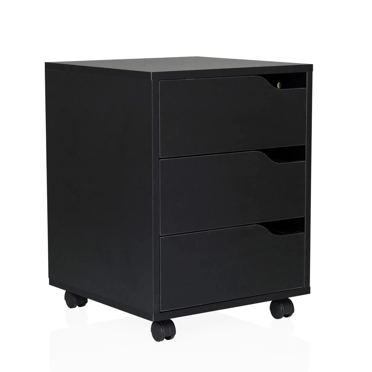 Cassettiera con rotelle ORGANISER I nera con tre cassetti e quattro ruote di hjh OFFICE