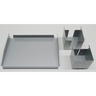 Set di accessori ORGSET in metallo argentato con vassoio e due cestelli organizer di hjh OFFICE PRO