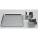 Set di accessori ORGSET in metallo argentato con vassoio e due cestelli organizer di hjh OFFICE PRO