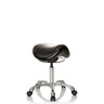 Sgabello a sella ORTHO SIT nero con seduta imbottita e base a croce cromata con ruote di hjh OFFICE