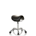 Sgabello a sella ORTHO SIT nero con seduta imbottita e base a croce cromata con ruote di hjh OFFICE