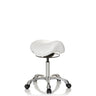Sgabello a sella ORTHO SIT bianco con base a stella cromata e cinque ruote di hjh OFFICE