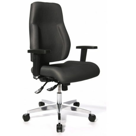 Sedia da ufficio professionale P91 AL.G3 grigia con braccioli e base a stella lucida su ruote di Topstar