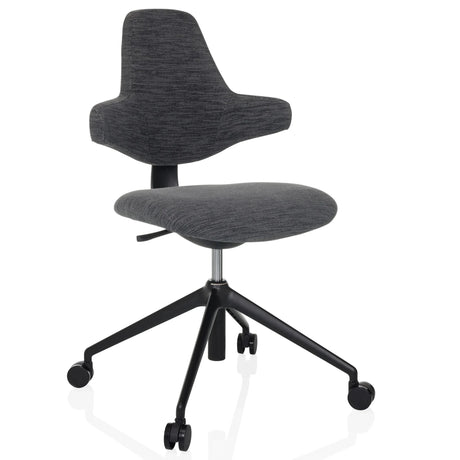 Sedia da ufficio professionale PALIANO con rivestimento in tessuto grigio e base nera su ruote di hjh OFFICE