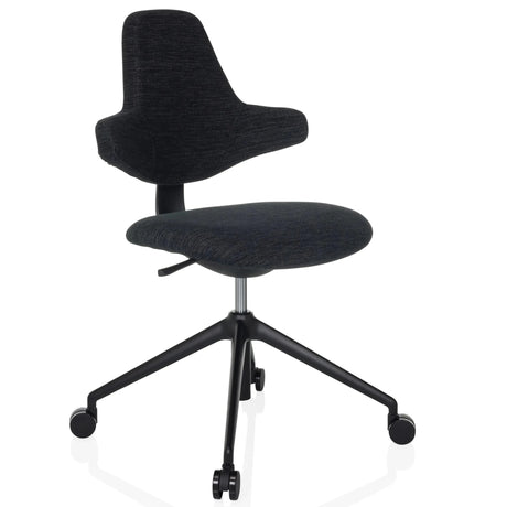 Sedia da ufficio professionale PALIANO con rivestimento in tessuto nero e cinque rotelle di hjh OFFICE