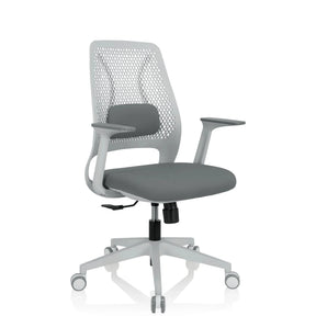 Sedia Home Office PARFERIO W grigia con schienale in rete e base a rotelle di hjh OFFICE