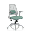 Sedia Home Office PARFERIO W in color menta con struttura bianca e schienale in rete di hjh OFFICE