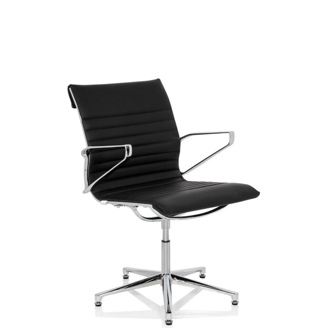 Sedia visitatore nera PARIBA V IV con rivestimento trapuntato e struttura cromata lucida di hjh OFFICE
