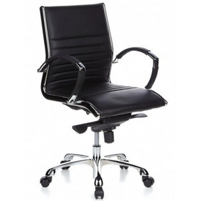 Poltrona professionale PARMA 10 nera con rivestimento trapuntato e base cromata di hjh OFFICE