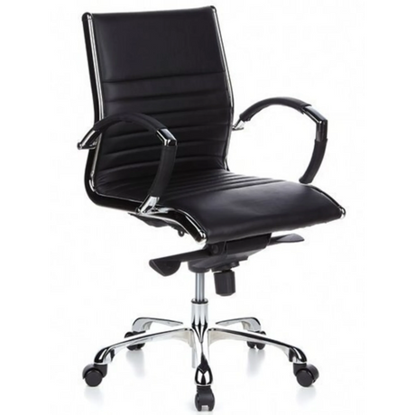 Poltrona professionale PARMA 10 nera con rivestimento trapuntato e base cromata di hjh OFFICE